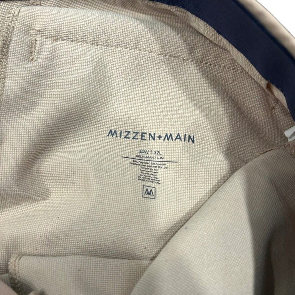 Mizzen+Main Helmsman Slim Fit Chinos Khaki Mens 34W 32L Performance Stretch - Picture 3 of 7